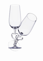 Couple champagne glasses with heart stem (love series)