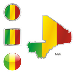 Obraz premium vector flag of mali in map and web buttons shapes
