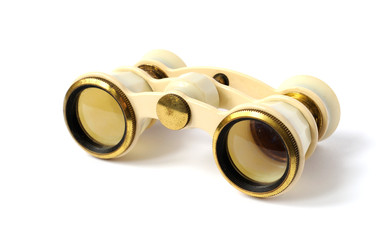old opera glasses on white background