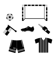 diferentes objetos relacionados con el futbol © noche