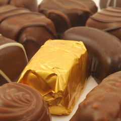 chocolate truffles in a box