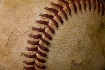 Fototapeta na wymiar Old worn baseball