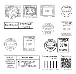 backdrop, black european postmarks