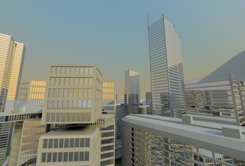 modern office buildings, skyline