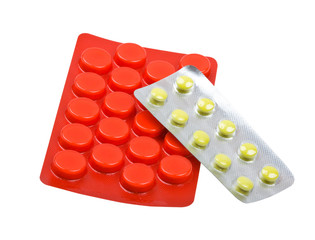 Close-up medicaments pills isolated on white