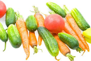 Fresh natural vegetables on white