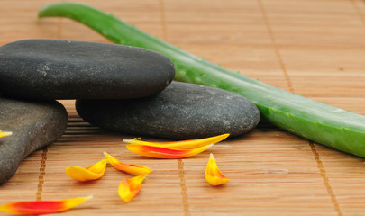 Spa set on bamboo background