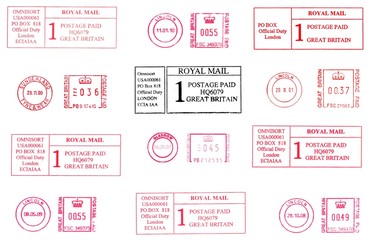 UK, postage meters, rubber stamps 2000s