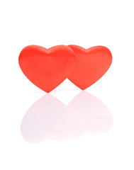 Red hearts  on white background