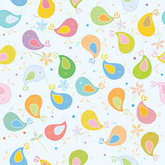 Seamless pattern of cute birds.