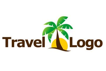 Travel agent logo: palm and sun