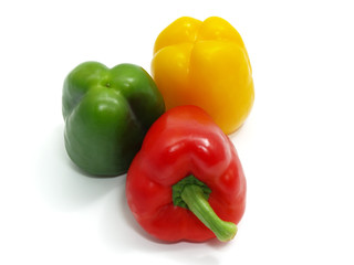 three colorful paprikas
