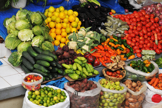 Street market showing absorted products