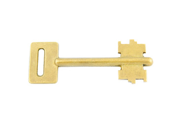 Old key isolated on white background