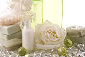 Bath accessories and rose