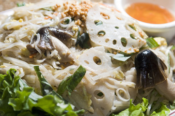 vietnamese food  bun xao stir fried rice noodles with vegetables
