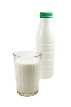 Bottle and glass with  milk