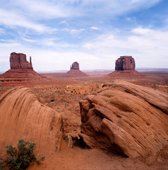Large rock formations in the Navajo park Monument Valley
