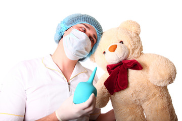 M.D. with teddy bear