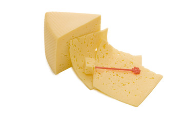 Cheese piece isolated on white background