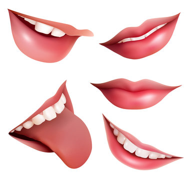 Vector illustration of open mouth, tooth and tongue.