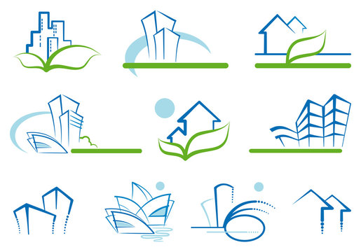 Abstract architecture icon set