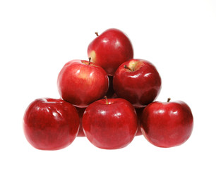 Red apples on a white background