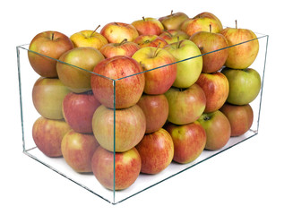 apples in a glass box