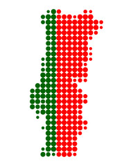 Karte und Fahne von Portugal