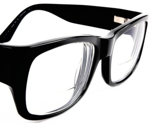 Black retro eyeglasses.