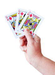 Hand holding a set of playing cards