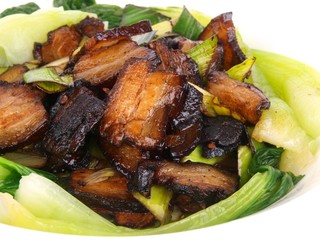 Pork meat and salad as a Chinese dish