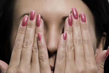 Closed eyes by palms