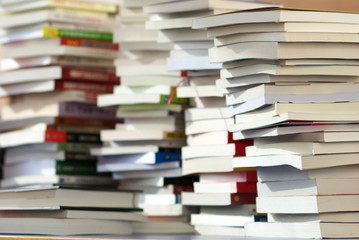 books on library desk