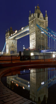 Tower Bridge, London - full reflection in fountain