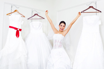 girl choosing a wedding dress