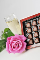 champagne  and pink rose