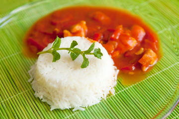 Poulet basquaise riz...