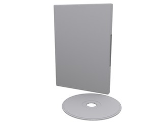 A blank dvd case with a disc beside
