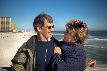 Retired couple on winter vacation