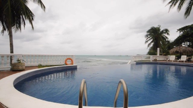 infinity swimming pool over caribbean sea   nicaragua