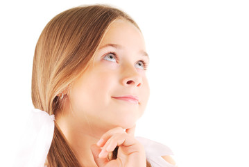 Fototapeta premium Little girl thinking