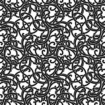 Seamless black and white swirl pattern