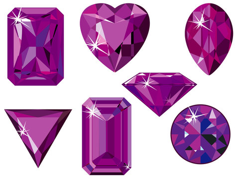 Different cut amethysts