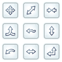 Arrows web icons set 2, white square buttons series