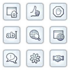 Internet web icons, white square buttons series