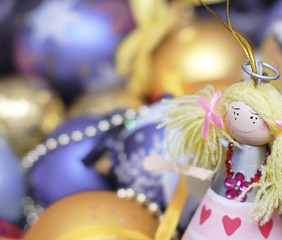 Christmas Decoration on defocused background, copy space