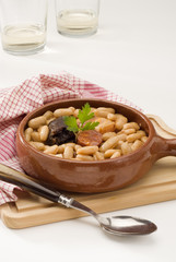 Spanish Cuisine. Asturian ham and beans.