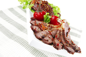 roast meat slices on tissue