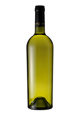 Bottle of white wine isolated with clipping path